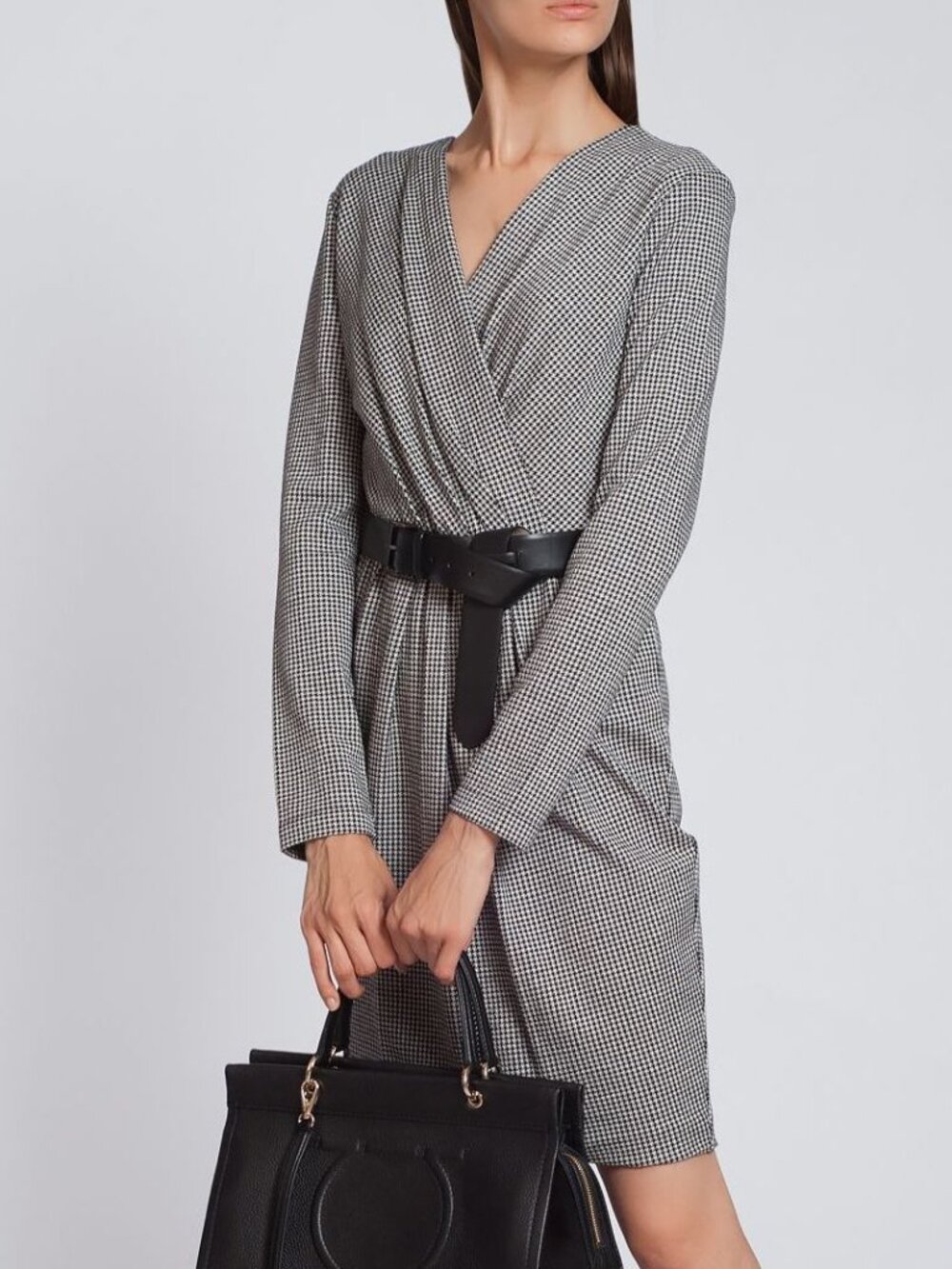 Max Mara Camelia White & Black Houndstooth Sheath Dress